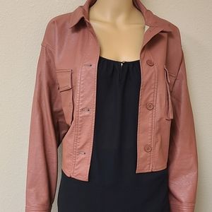 Faux Leather Button Up #73